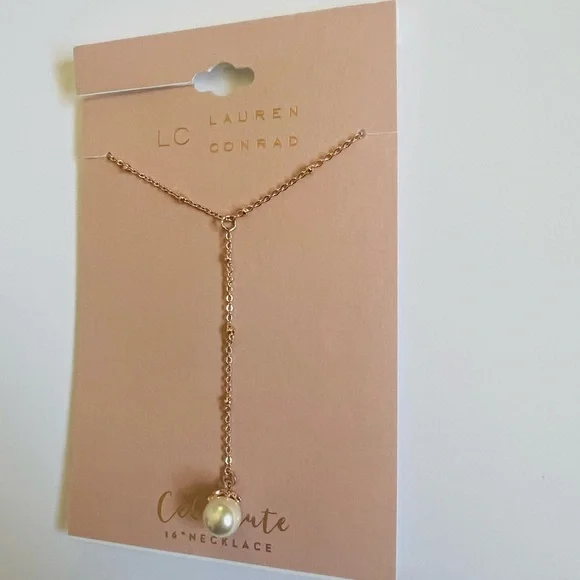 NWT LC Lauren Conrad Rose Gold Necklace with Pearl Pendant✨ - Picture 4 of 7